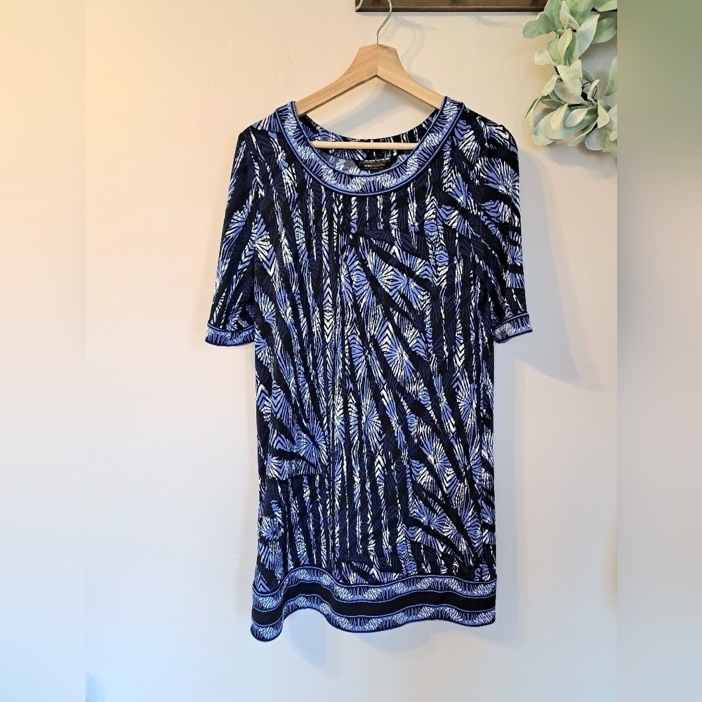 Bcbg Max Azria Blue Patterned Dress Small